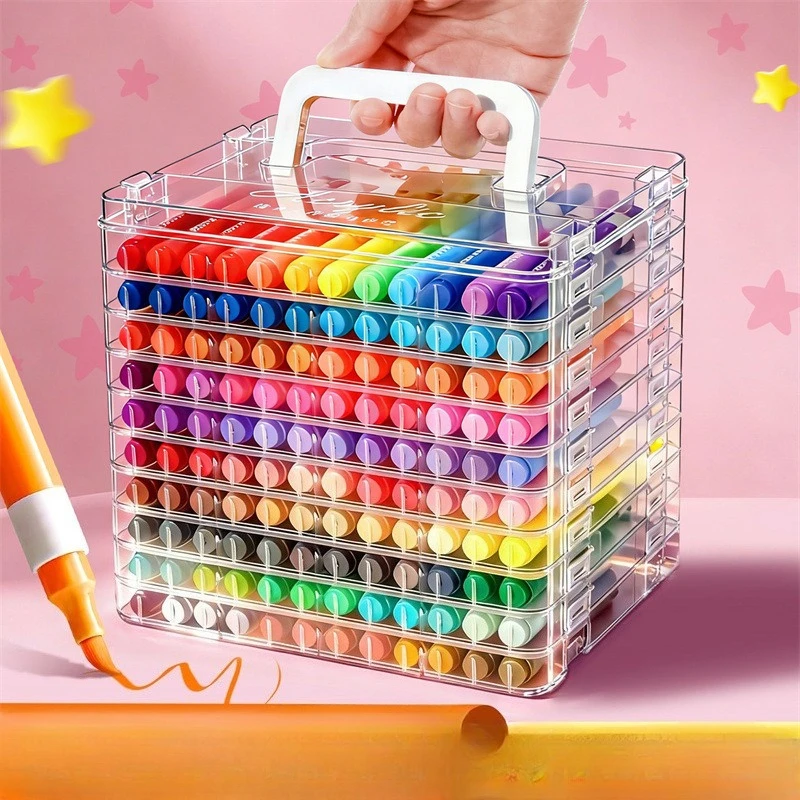 Soft Tip Acrylic Marker Pen Set Washable Stackable 24 36 48 60 Colors Art Supplies for Kids Students Kindergarten Drawing