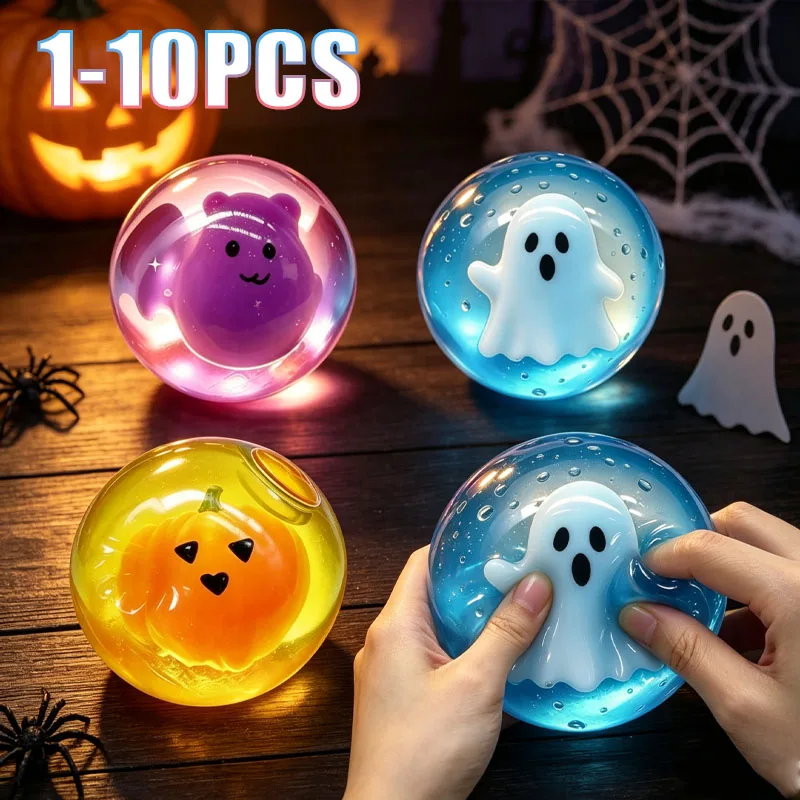 1-10PCS Halloween Squishy Ball Maltose Pumpkin Slow Rising Decompression Fidget Toy for Kids Adults Office Desk Gift