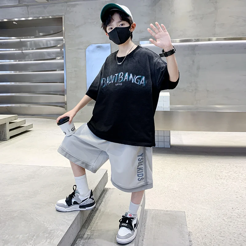 Summer Boys Top and Bottom Tracksuit Set Kids Casual Clothing Set Tweens Child Causal Streetwear Outfits Teenager Luxury Clothes