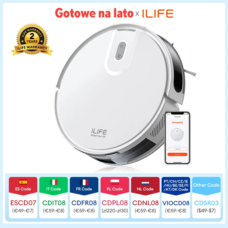 Aspiradora Robot ILIFE V20, Succión de 5000 Pa, Navegación Inteligente SOF LiDAR, Control por Aplicación, Limpieza Personalizable, Autocargable