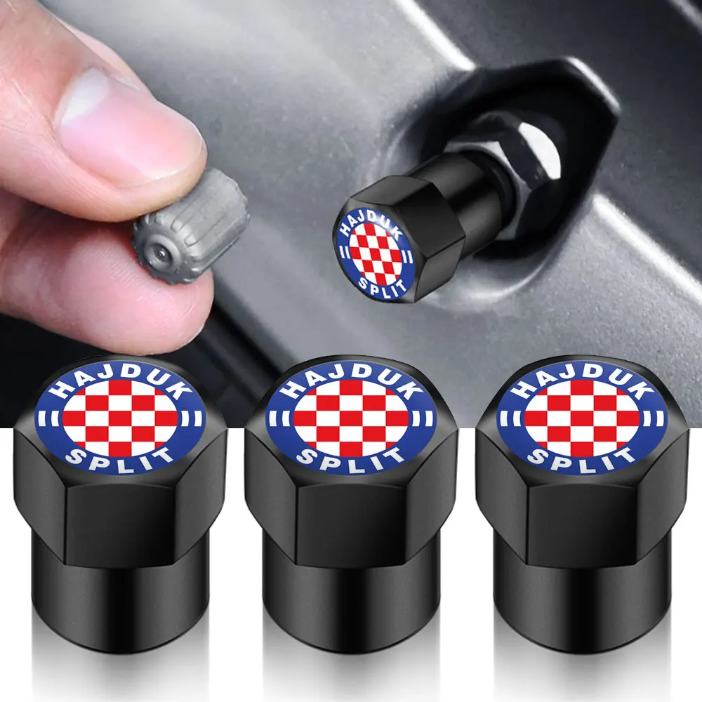 4 pçs universal auto roda pneu válvula haste tampas de ar do pneu acessórios do carro para hajduk split clube futebol croácia forma estilo do carro