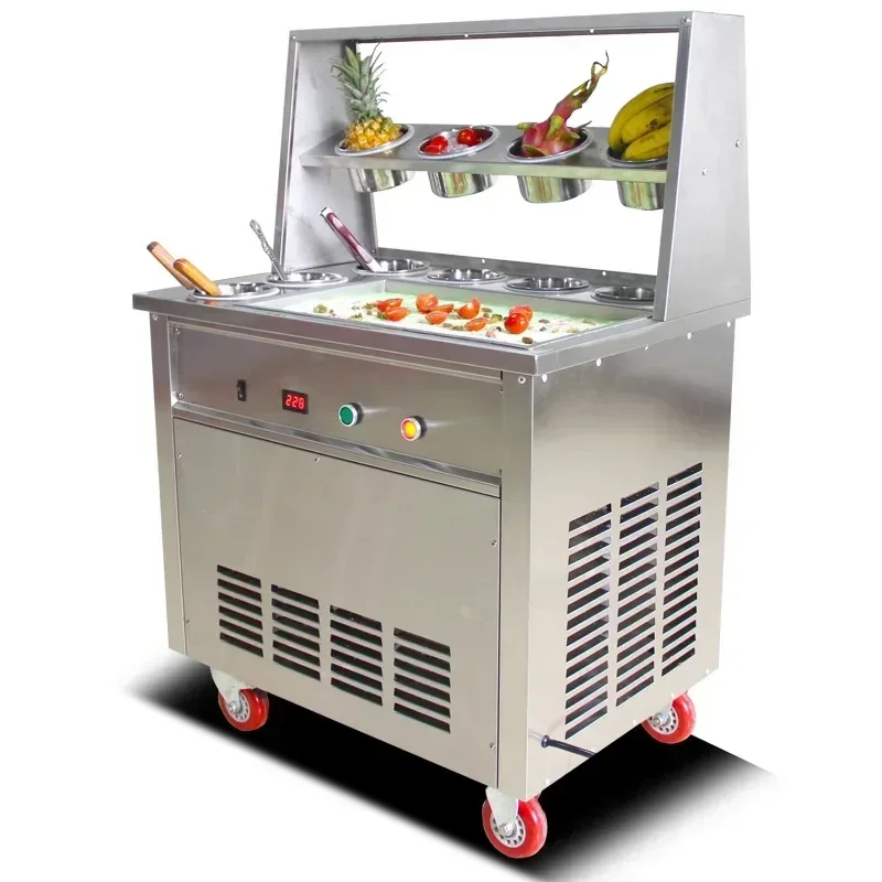 220V Commercial Stir Fried Yogurt Machine Large Commercial Fresh Made Ice Cream Roll Stir Fried Ice Cream Machine 1600W