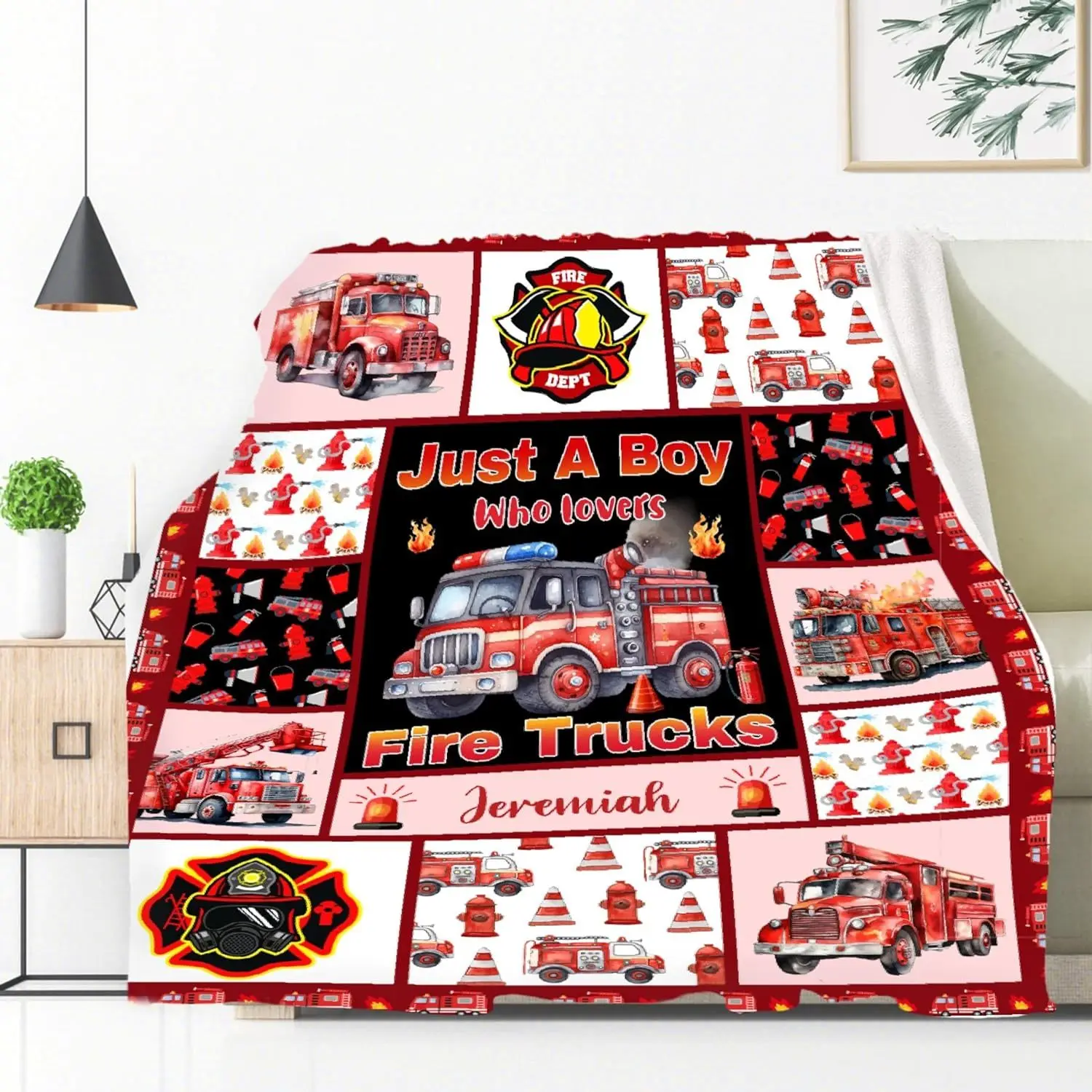 Customized blankets for firefighters, customized fire truck blankets, Christmas and Children's Day Halloween birthday gifts