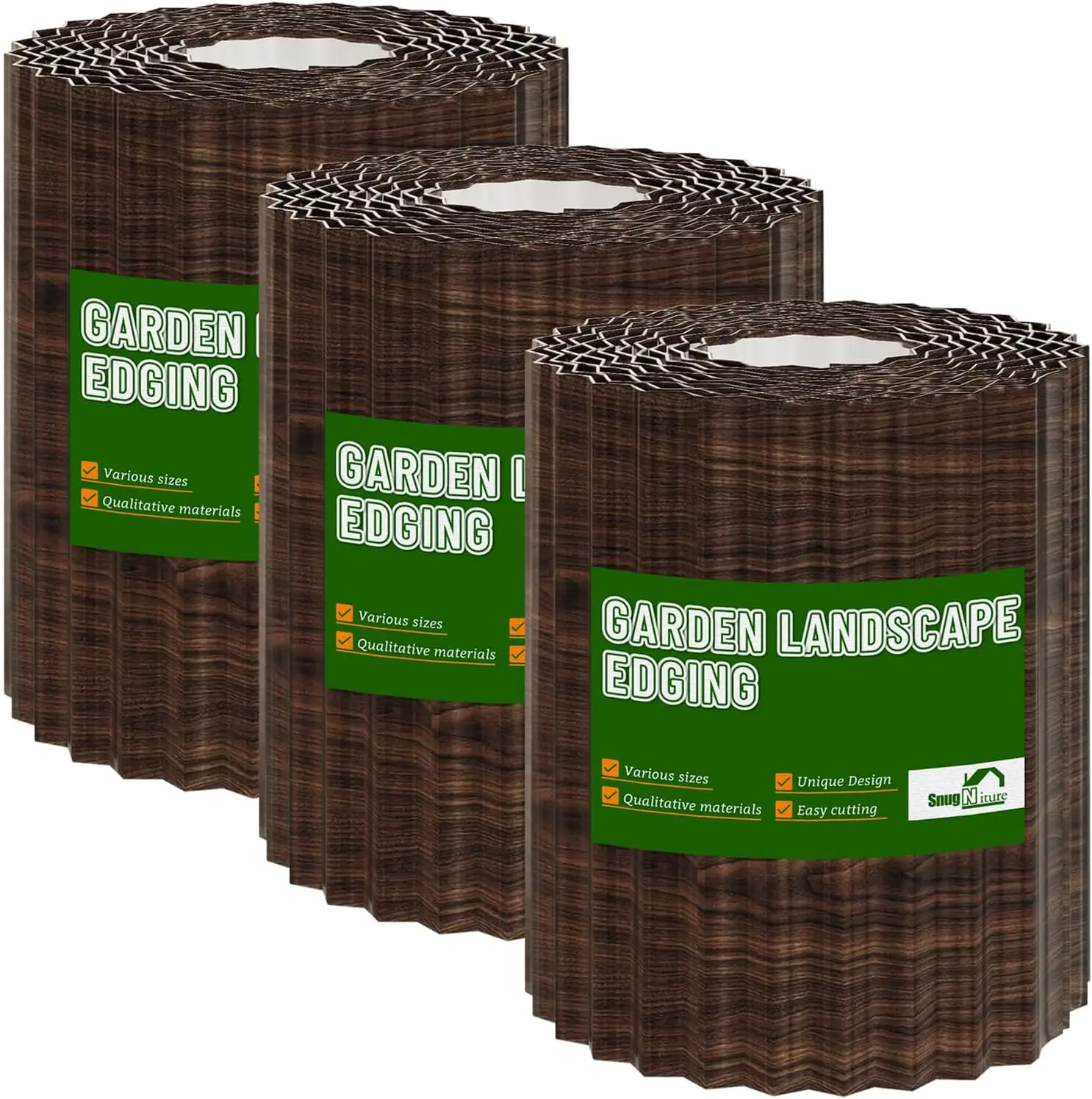 

3 Rolls Corrugated Metal Garden Edging, 8" x 20' Landscape Border for Lawn, Flower Bed, Yard (Total 60 Ft)