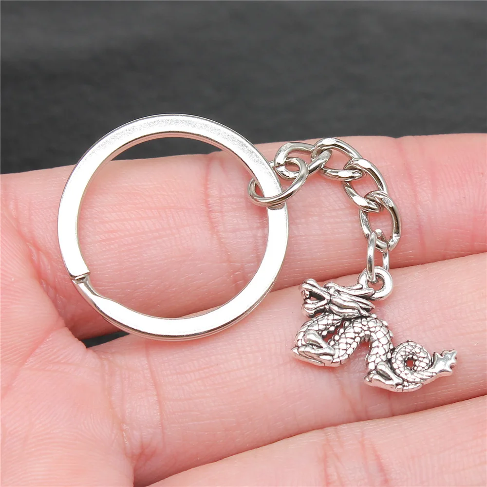 Souvenirs Gift Dropshipping Antique Silver Color 21x15mm Dragon Pendant Keyring