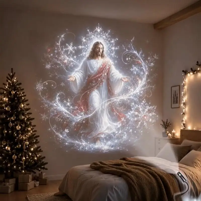 Creative Christmas Pattern Theme USB Projection Light 360° Rotating HD Projection Lamp For Bedroom Home Background Decor