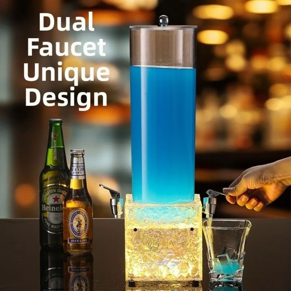 2L Large Capacity LED Luminous Beer Tower Acrylic Leak-proof Tap Lighted Drink Dispenser Rechargeable Color Light Food Grade