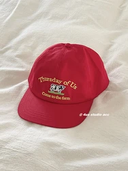 Flat Brim Women's Korean-Style Cute Embroidered Letters Soft Top Street Hip-Hop Baseball Cap with Small Face