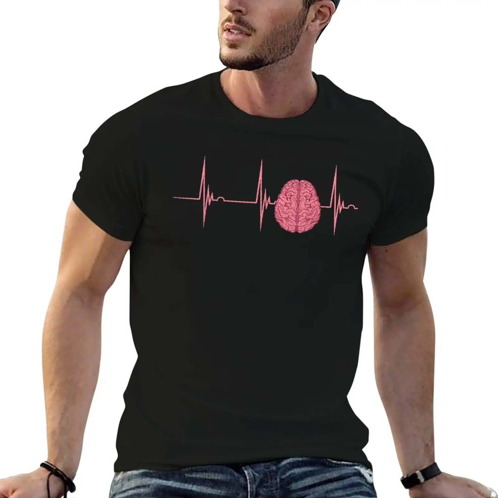 

brain and heart-heart vs brain-half brain half heart-brain heart connection T-Shirt man t shirt summer t shirt man plain T-Shirt