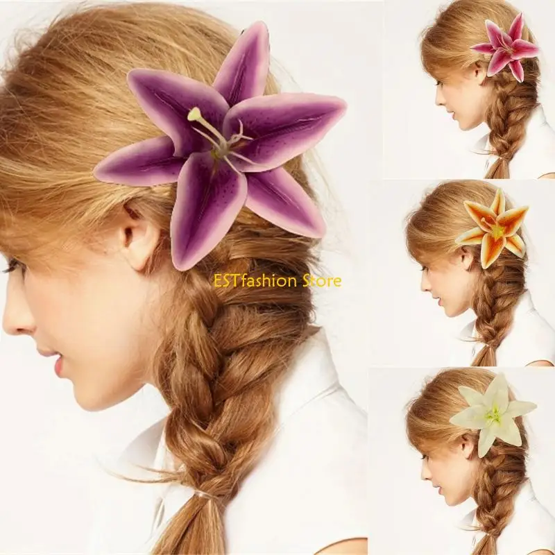 

Y5GC Handcraft Lilies Hair Claw Clip Strong Hold Hair Clamp For Updos Bun Hair Ornament