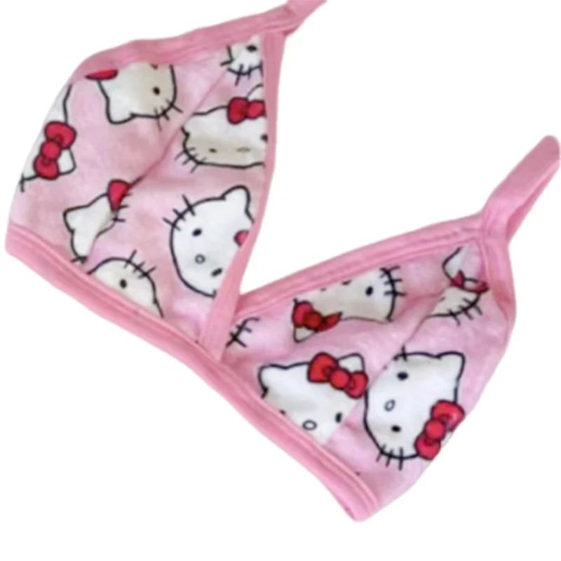 Trajes de pijama holgados de Hello Kitty para mujer, ropa de playa de dos piezas con dibujos animados Sanrio para dormir, ropa de salón para el