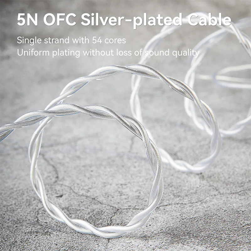 KBEAR Glint High Purity OFC Silver-plated Cable Litz structure Single strand with 54 cores 5N OFC Silver-plated Upgrade cable