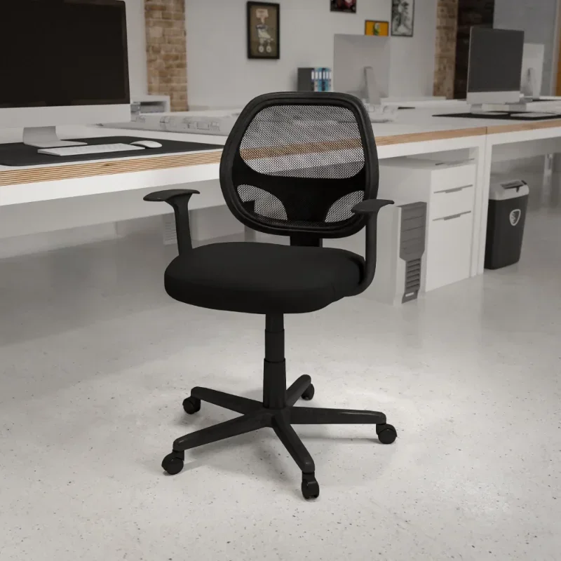 

Fundamentals Mid Back Black Mesh Ergonomic Task Chair Swivel Office Seat with Arms Liftable Home Office Computer Chair