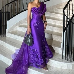 Customized Dress Elegant Vintage Sweet Purple Flowers Mermaid Beads Ribbon Customize Formal Occasion Prom Dress Evening Party Go