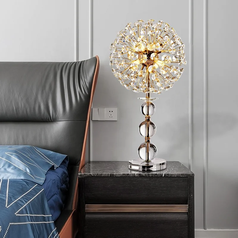 

Home Fabric Crystal Decorative Lighting Living Room Bedroom Table Lamp