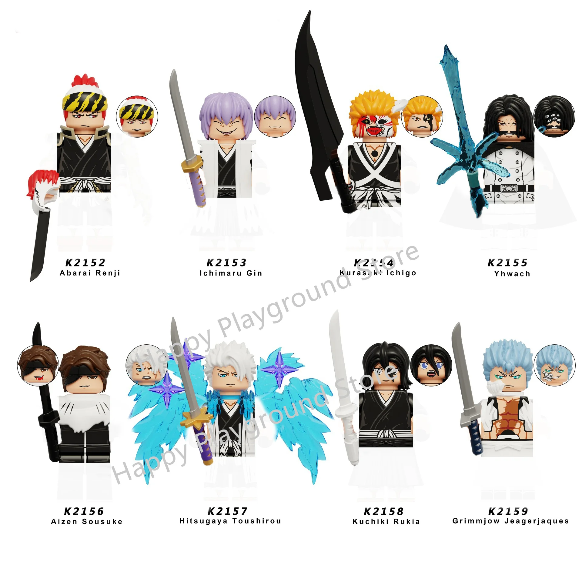 WM6164 Japanese Cartoon TV BLEACH Anime Ichigo Minifigures Bricks Dolls Mini Action Toy Figures Building Blocks Assemble Toys