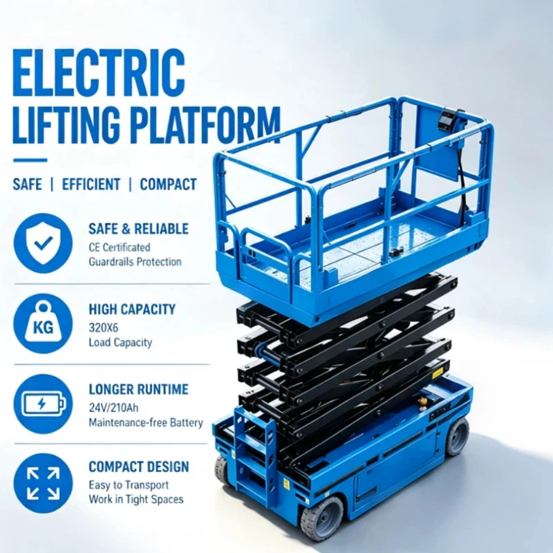 CE Certified Customized Safety Aerial Work Platform, Mobile Electric Scissor Lifting Table For Building Renovation Projects