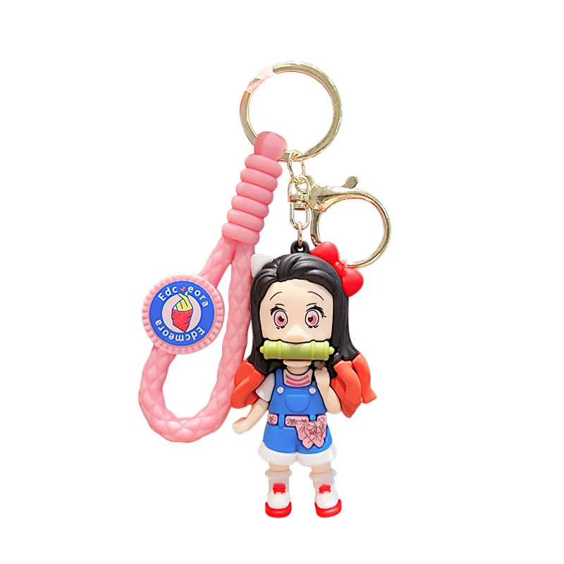 Anime Demon Slayer Keychains Trend Kamado Tanjirou Kamado Nezuko Cute Kawaii Cartoon Student Pendant Girls Birthday Gifts