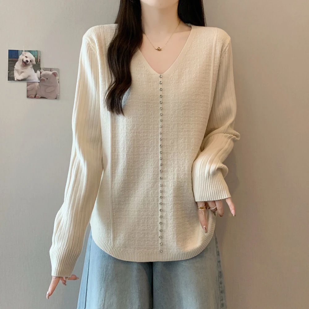 Korean Style Gradient Knitted Sweater For Women 2025 Autumn New Loose Fashionable 3D Flower Round Neck Sweet Pullover Sweater