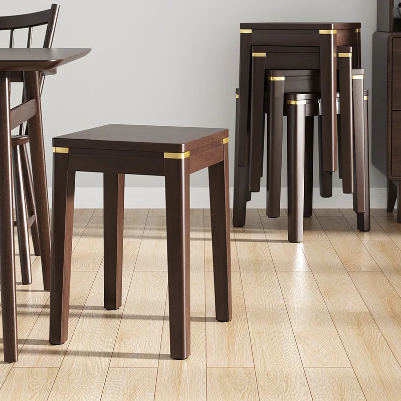 

Solid wood small stool can be stacked living room wooden stool chair Internet celebrity stool household square stool simple