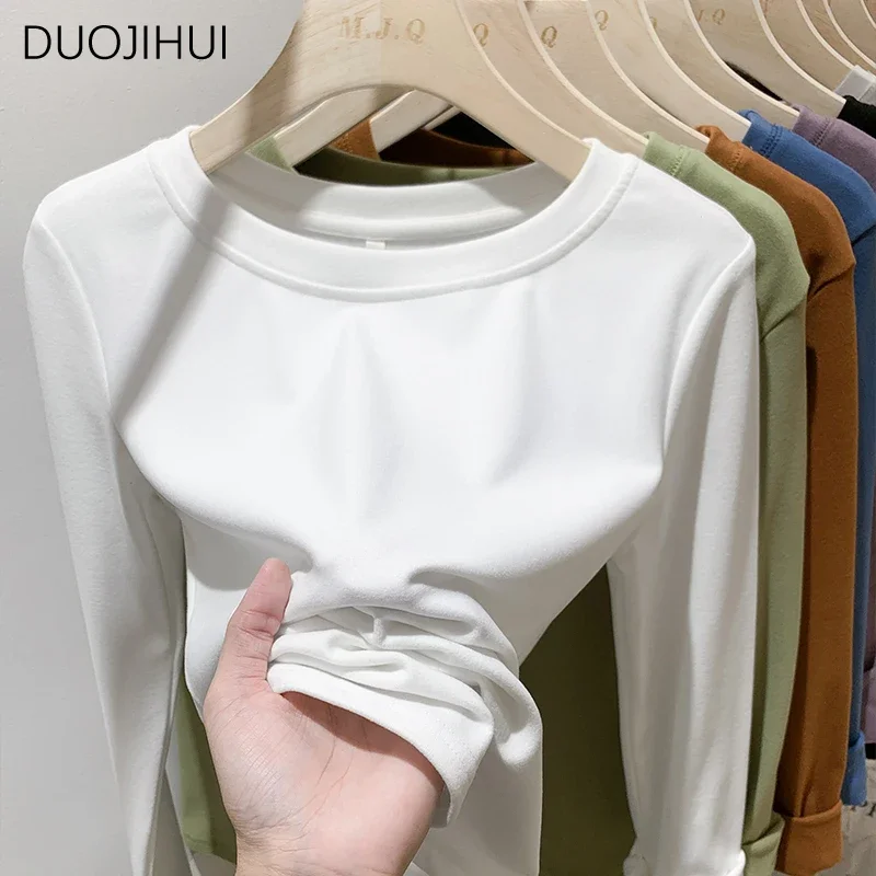 DUOJIHUI viola classico o-collo Chicly morbido pullover donna inverno Basic semplice Casual tinta unita moda S-2XL pullover femminili