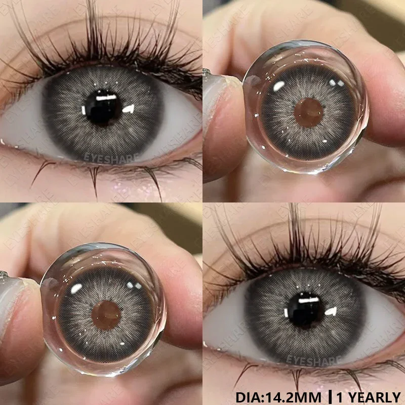 EYESHARE 1 пара цветных контактных линз по рецепту, зеленые линзы для близорукости, серые линзы для зрачков, натуральные контактные линзы для глаз