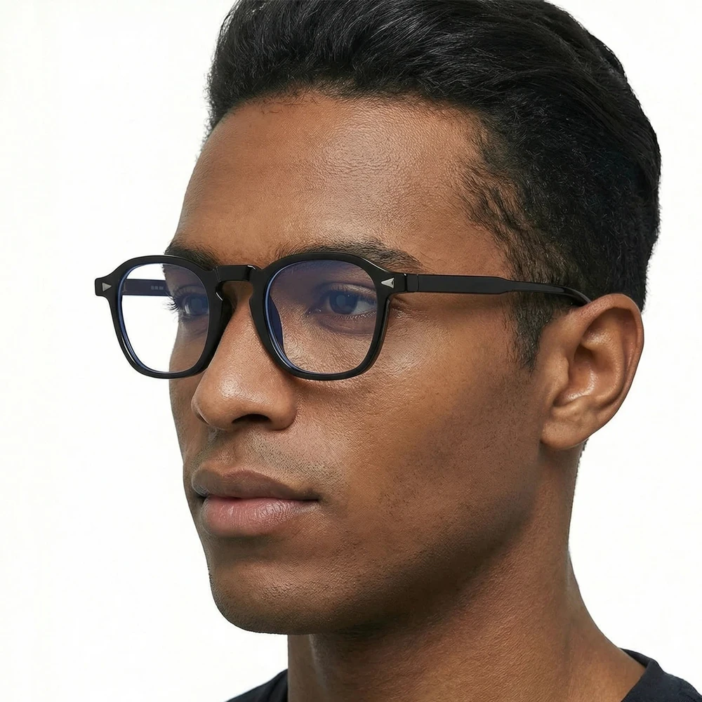 Premium Anti-Blaulicht-Brille für Männer und Frauen Retro Dicker Quadratischer Rahmen TR90 Leichtgewichtige Computerbrille Modische Brillen – Detail 2