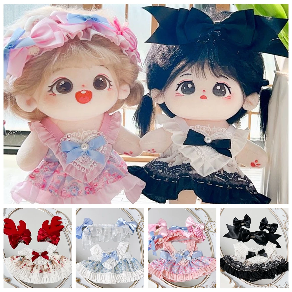 

1Set 20cm Doll Clothes Cos Suit Maid Dress Headband Apron Headwear Plush Dolls Outfit Toys Baby Doll's Accessories