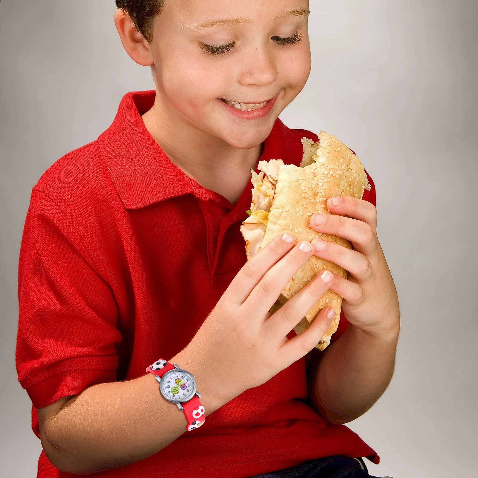 1 قطعة ساعة كرة القدم لطيف الكرتون نمط ساعة اليد دائم لساعة الطالب العصرية #2