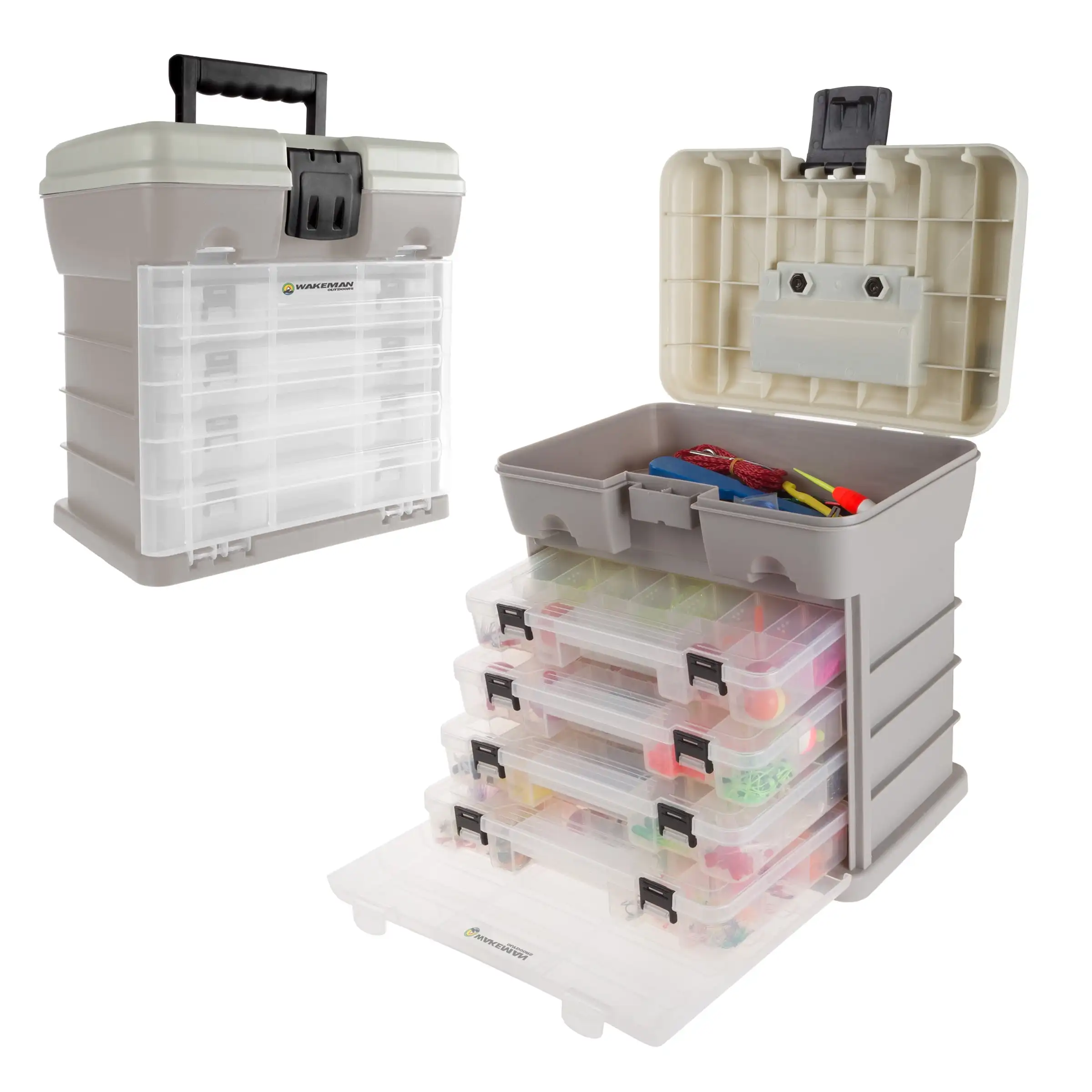 

Wakeman Plastic 4-Drawer Tackle Box Organizer for Fishing and Crafts, Gray