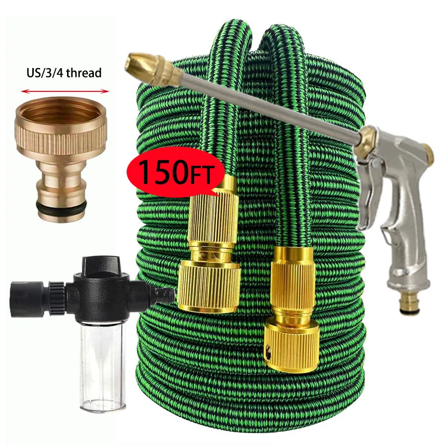 

US 3/4" Solid Brass Connector Flexible Water Hose for Car Washing & Watering