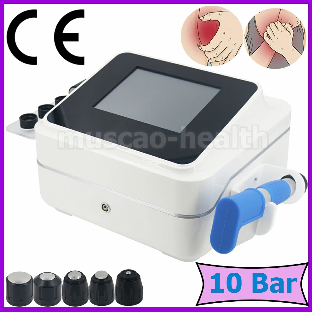 

Pneumatic Shock Wave Therapy Machine Massager 10Bar Shockwave ED Treatment Tennis Elbow Pain Relief For SPA Salon Massage Tools