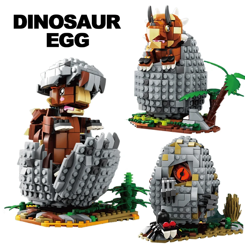 IDEAS Jurassic World Velociraptor Building Blocks Triceratops Dino Egg Ankylosaurus Model Assemble Brick Toys For Kid Adult Gift