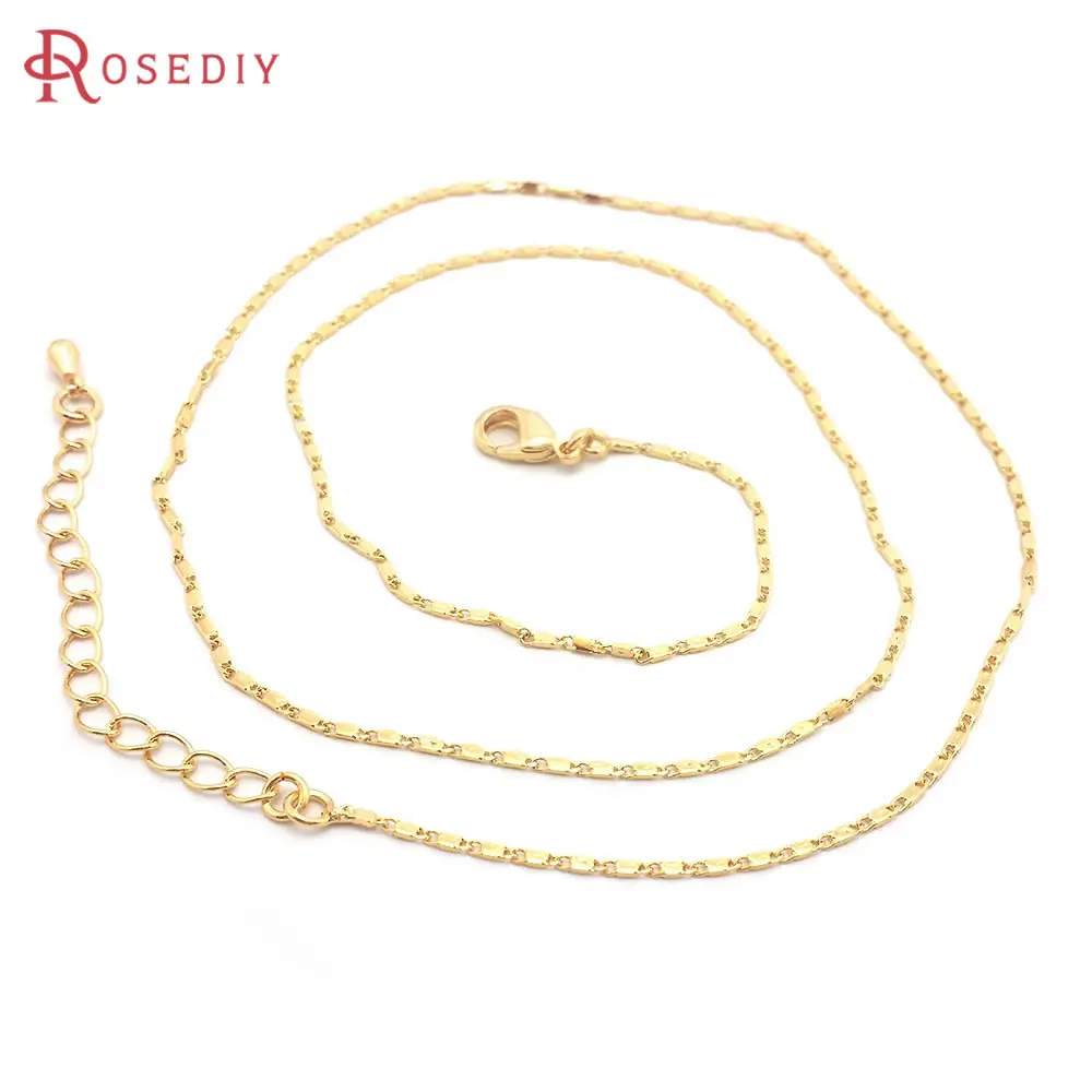 

2PCS 45CM Thickness 0.8-1MM 18K Gold Color Copper with Lobster Clasps Finished Necklace Chains Jewelry Making Supplies