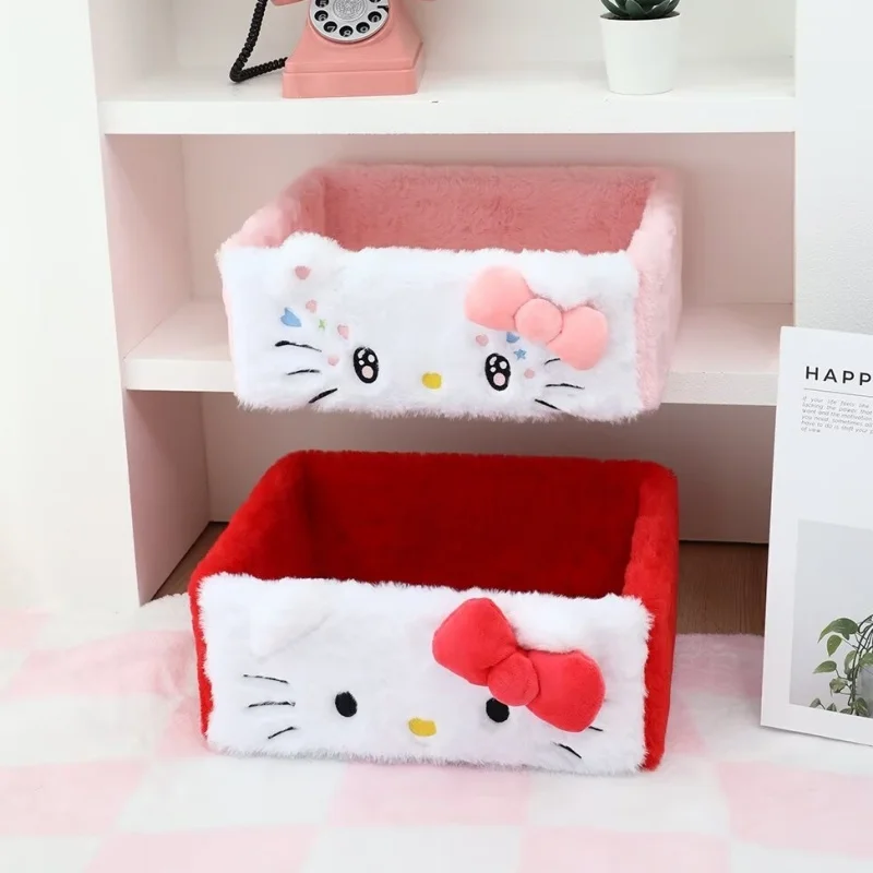 

Sanrio Hello Kitty Storage Basket Desktop Cosmetics Storage Box Snacks Key Storage Basket Miscellaneous Room Decor Storage