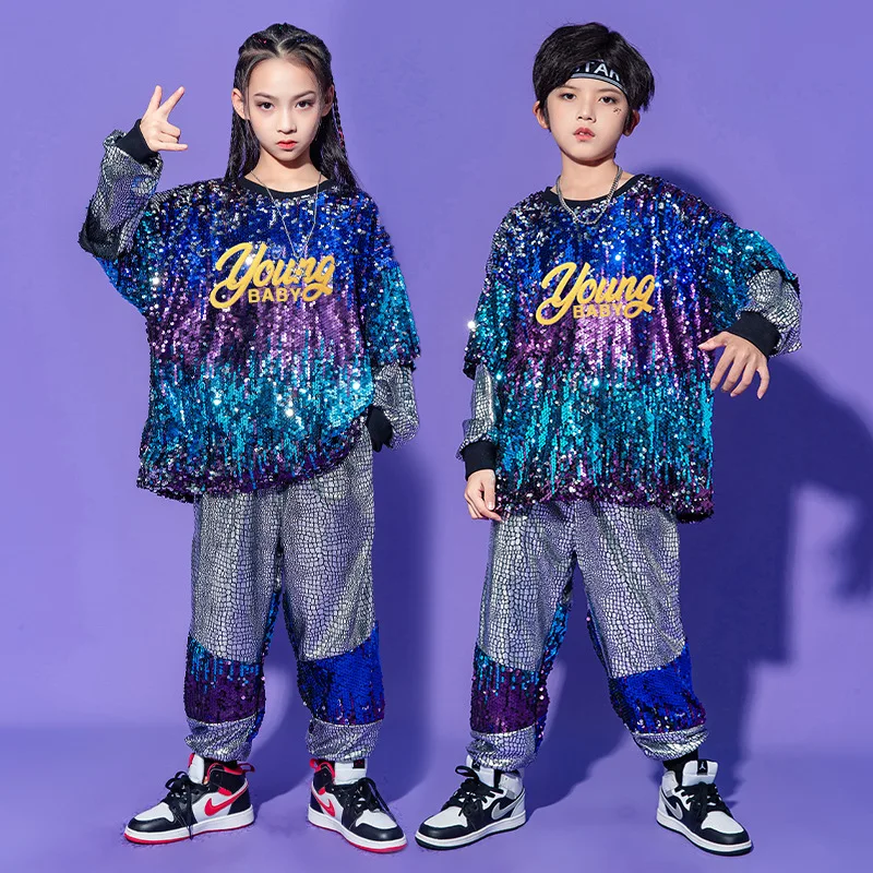 Kids Ballroom Dancing Clothes Hip Hop Costumes for Girls Boys Jazz Stage Outfits Dancewear Party Street Dance Wear T Shirt Pants