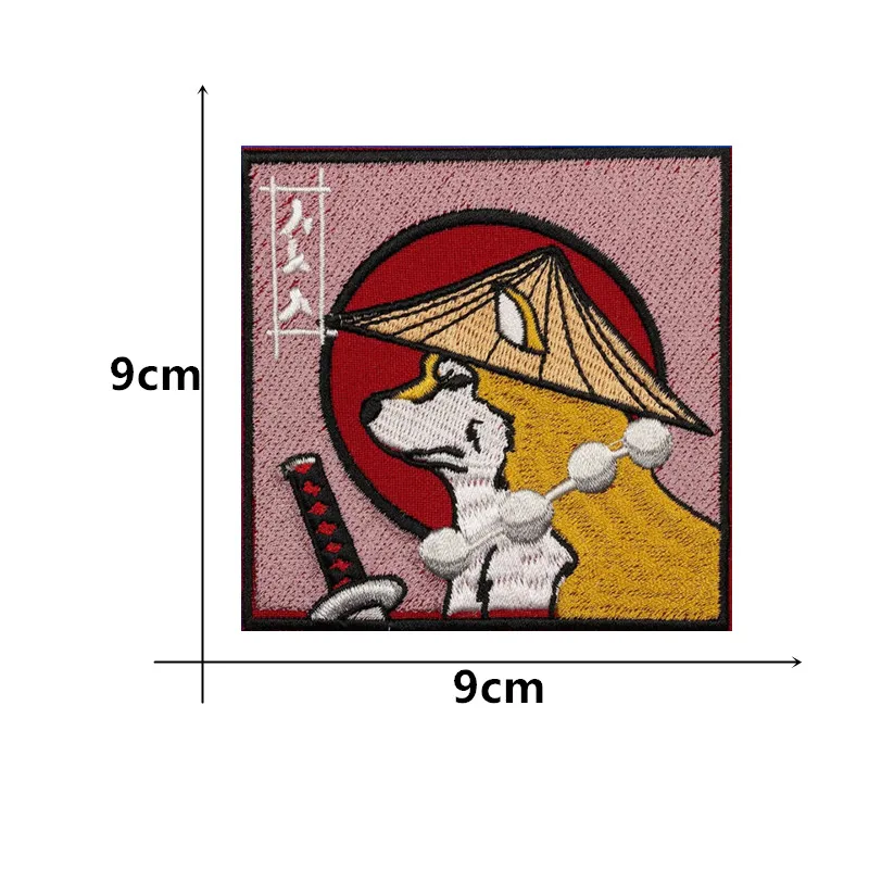 Japanese Samurai Cartoon Embroidered Patches Iron on And Hook Loop Military Tactical Patches Applique Badge for Jacket Coat Hat