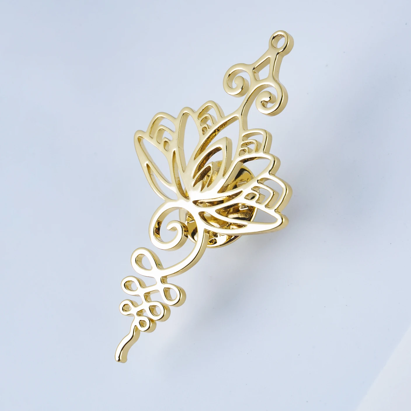 تانجولا الفولاذ المقاوم للصدأ لوتس Unalome بروش اليوغا شقرا رمز زهرة الحياة بروش للنساء الملابس الأنيقة دبوس اكسسوارات