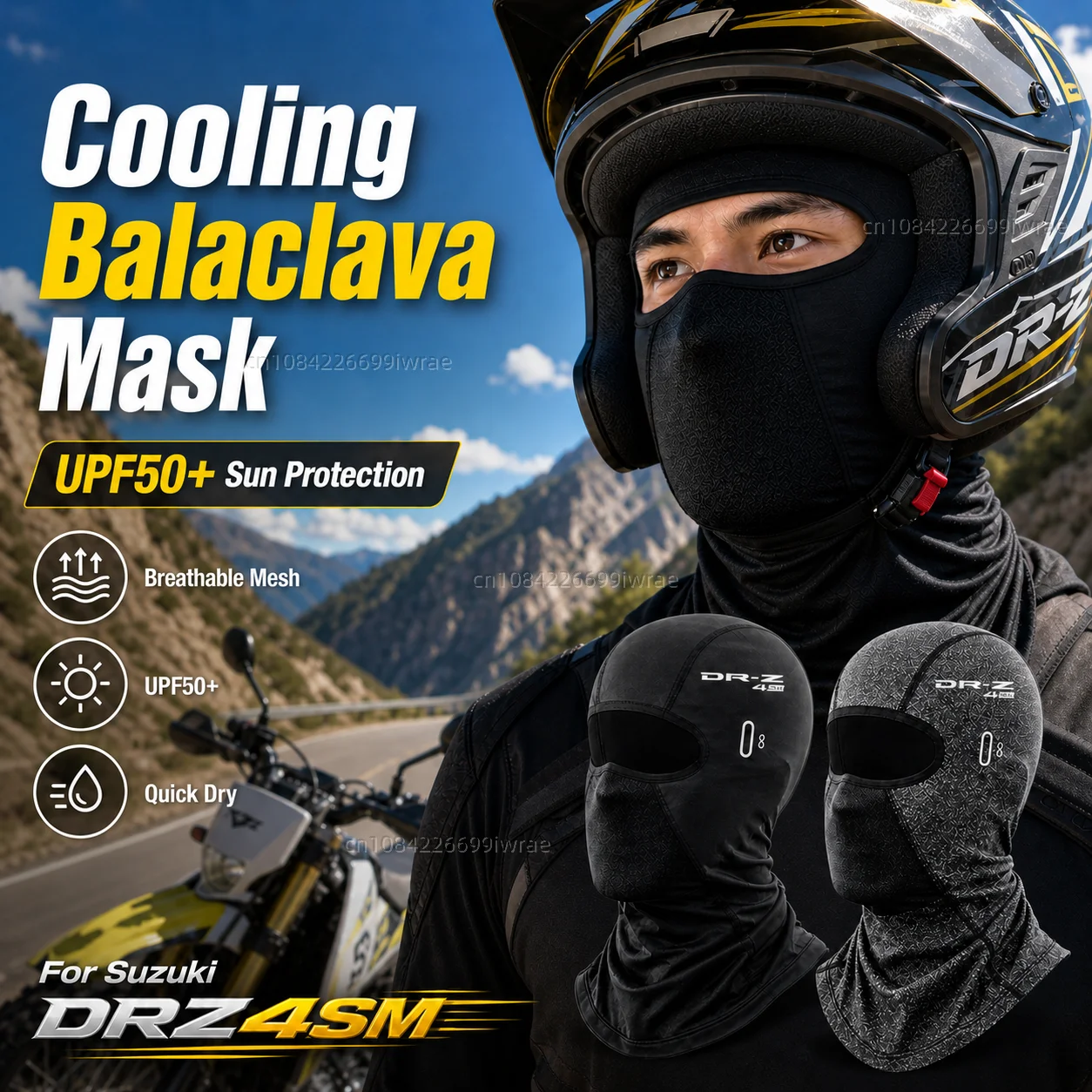 Cooling Motorcycle Balaclava Mask UPF50+ UV Protection Breathable Face Cover Summer For Suzuki DRZ400 DRZ400E DRZ400S DRZ400SM