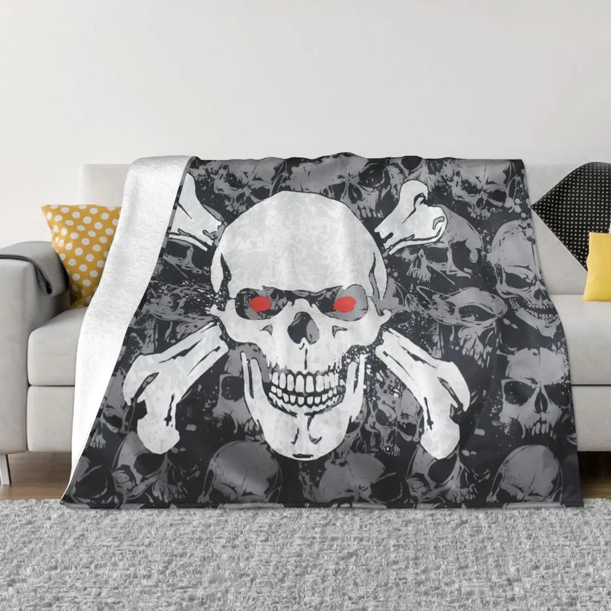 Pirate Flag Skull Flannel Blanket Brass Grommets Halloween Theme Throw Blanket for Home Hotel Sofa 200x150cm Plush Thin Quilt