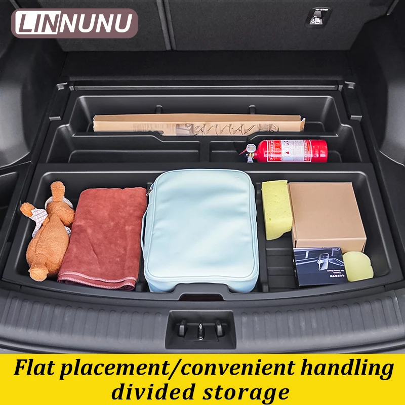 LINNUNU Trunk Spare Tire Storage Box Fit for Geely Boyue L Atlas 2023 Dustproof Interior Car Accessories Black ABS for Starray