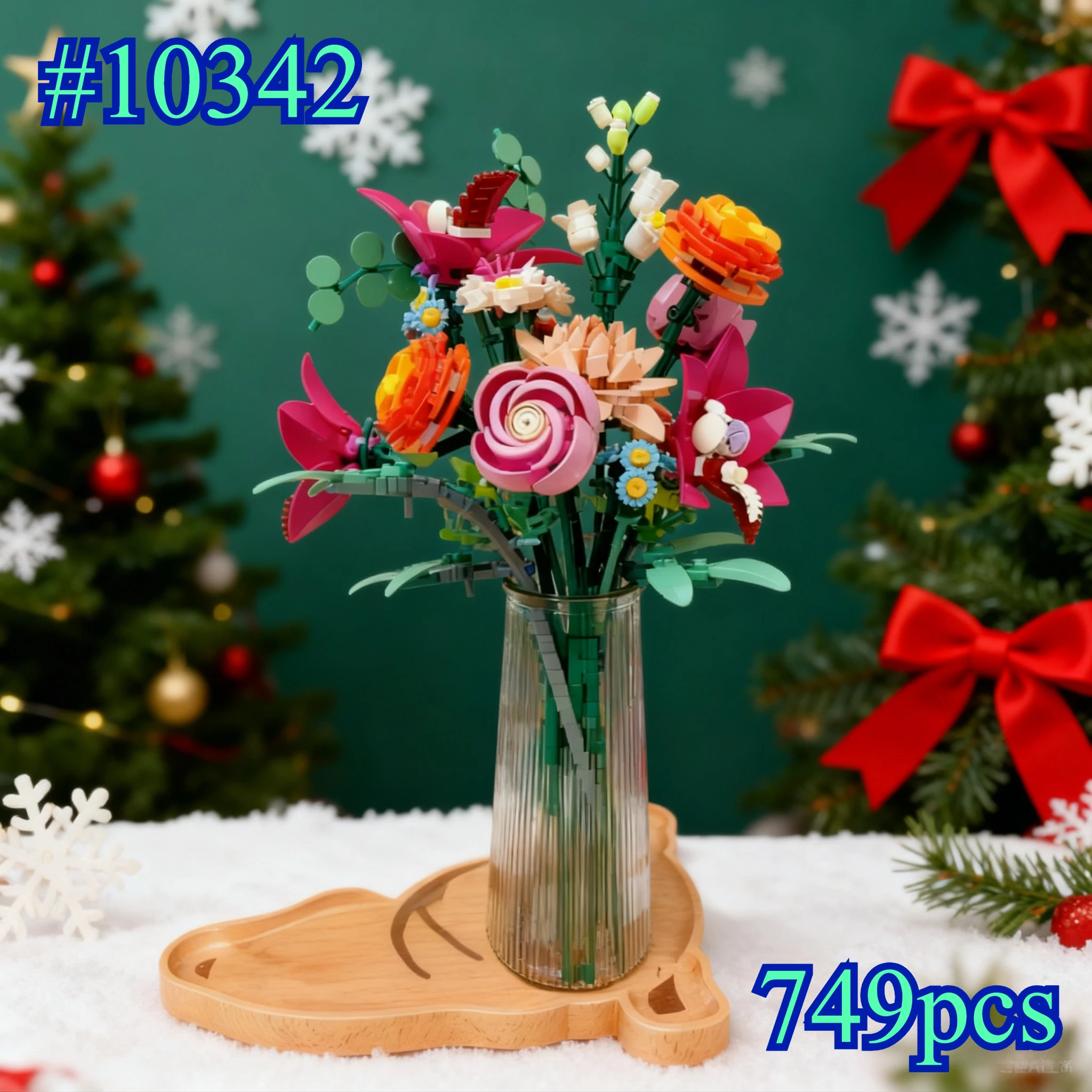 

Романтические красивые розовые цветы 10342, периферийные расширения, совместимые с частицами Lego, подходят для рождественских подарков, 749 шт.