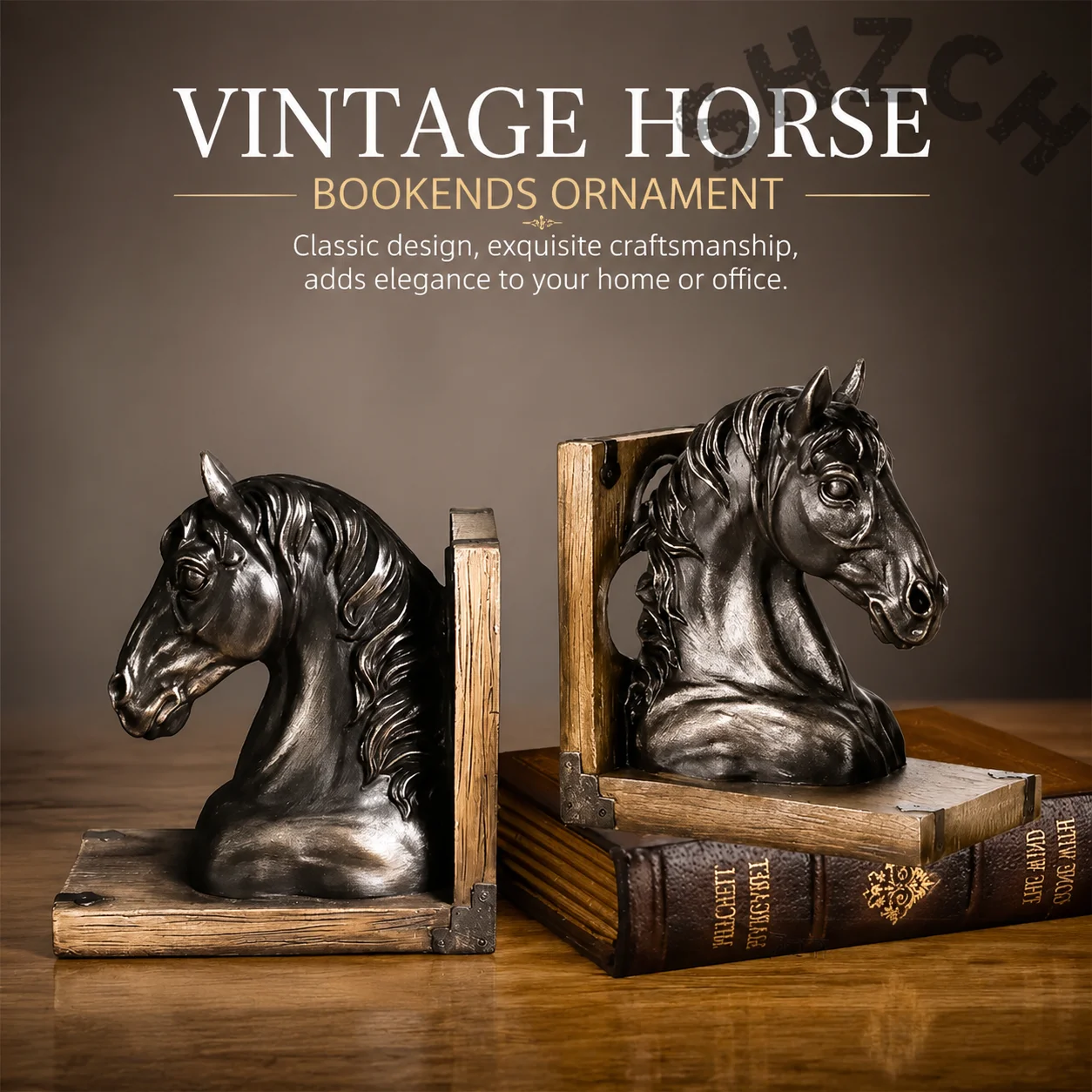 Creative Retro Figurines Accessories American Style Study Horse Head Statue Decorative Bookend Ornament Living Room Home Decor