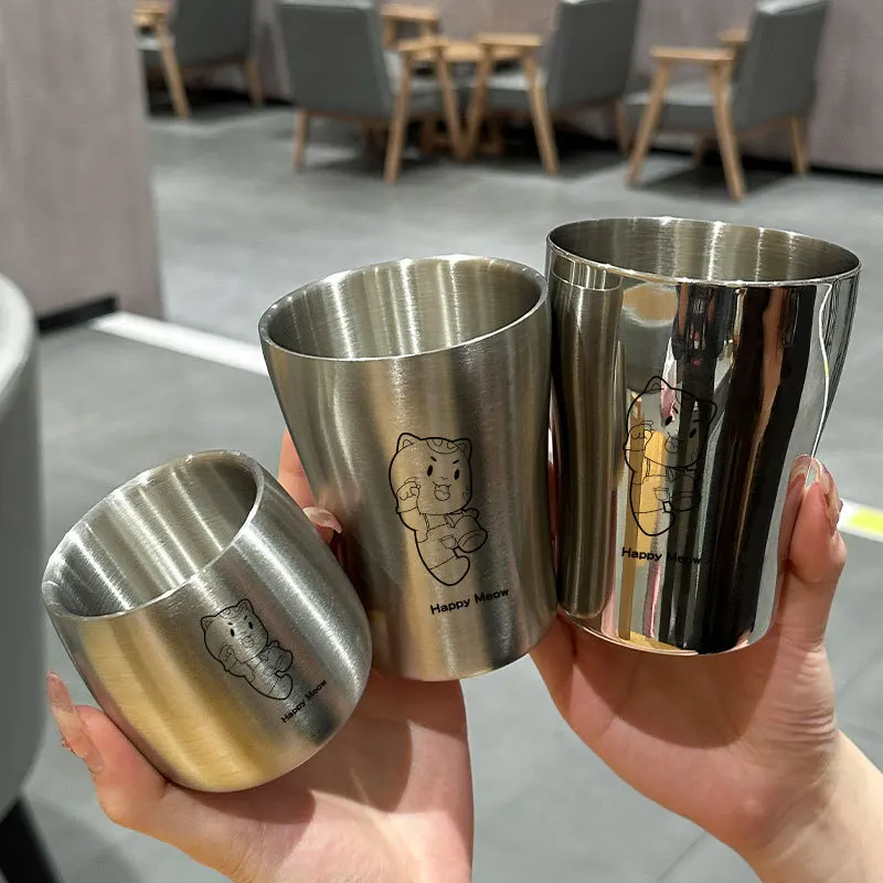 304 Stainless Steel Water Cup Home Adult Children Anti Scald Kindergarten Baby Anti Fall Drinking Milk