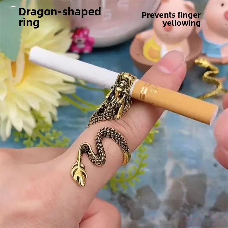 

Металлическое кольцо-держатель для сигарет в форме дракона, персонализированный аксессуар, модное ювелирное изделие от бренда Qi Long Xiao