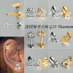 1PC G23 Titanium  Sun Flower Cz  Labret Lip Stud Ear Cartilage Tragus Helix Earring Daith Lobe Piercing Body Jewelry