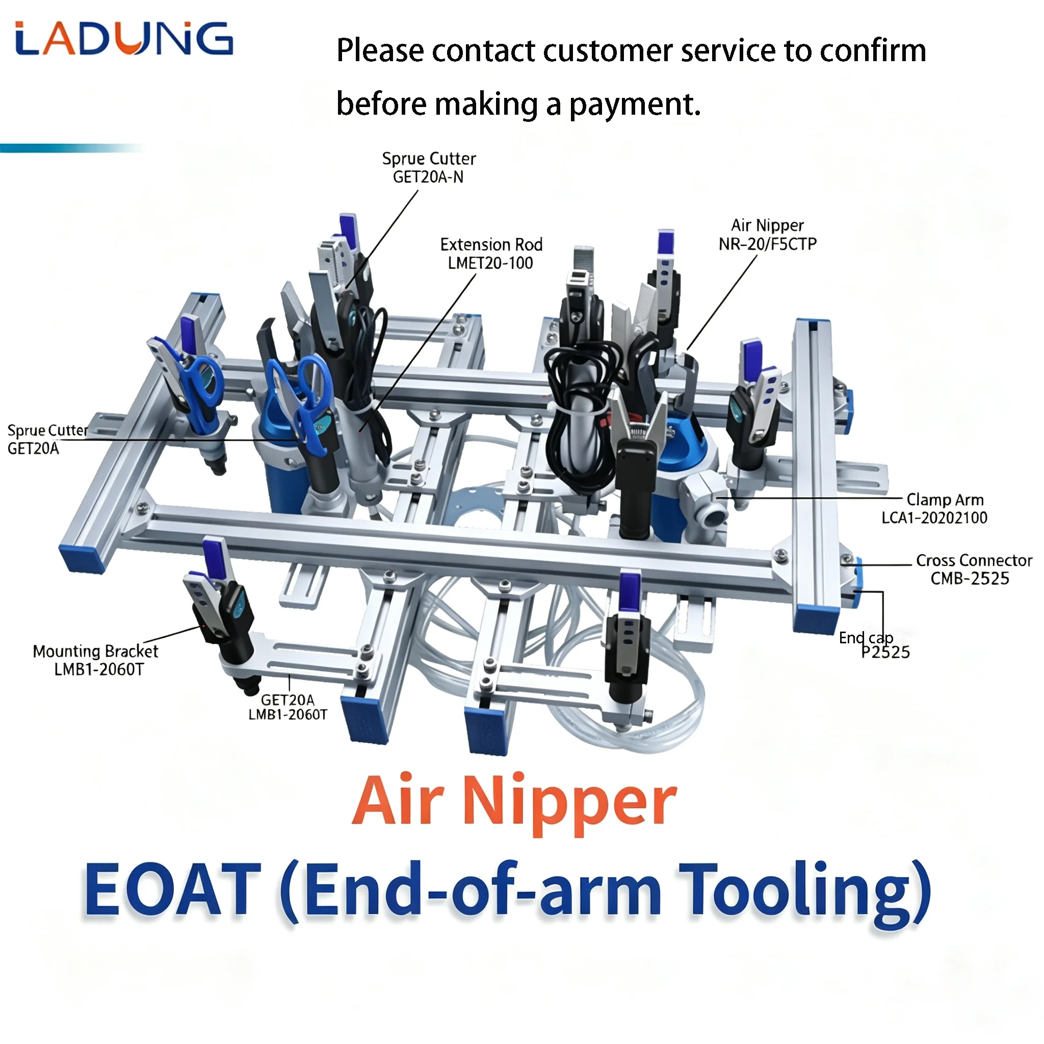 LADUNG Mechanical Arm Pipeline Composite Fixture DOFR2095 Adjustable Finger Cylinder OFS-95 Pneumatic Finger Pulling 95 Degrees