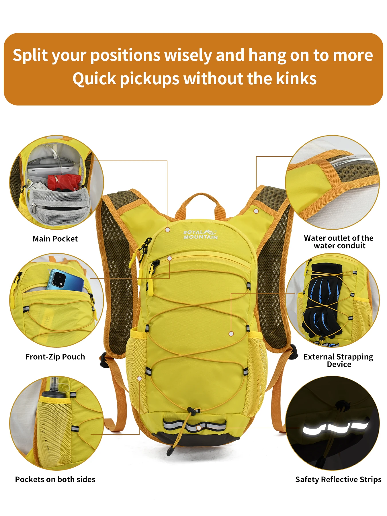 15L leichter Trinkrucksack für Kurzstreckenwanderungen, geeignet für maximal 1,5L Wasserbeutel, wasserabweisendes Gewebe – Detail 3