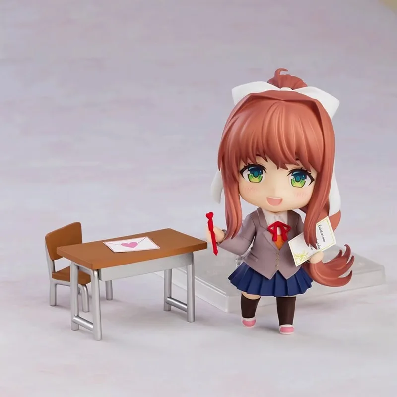 10cm doki doki literatura clube figura monika anime figuras bonito menina q versão boneca gk ornamento modelo brinquedos de aniversário presentes