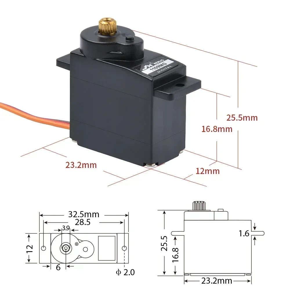 4 STKS JX Servo PDI-1109MG 9g 2.5 kg Metal Gear Digitale Mini Servo voor Vaste vleugel 1/18 RC Auto Boot Robot Arm Helikopter